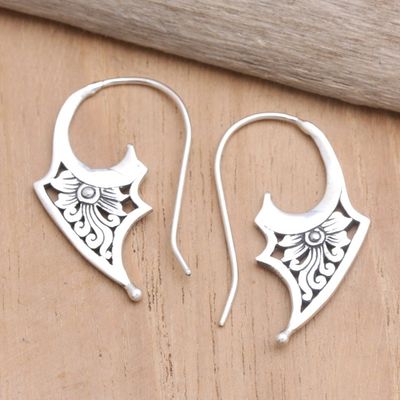 Alternate image for Polished Sterling Silver Drop Earrings with Floral Details Blooming Enchantment