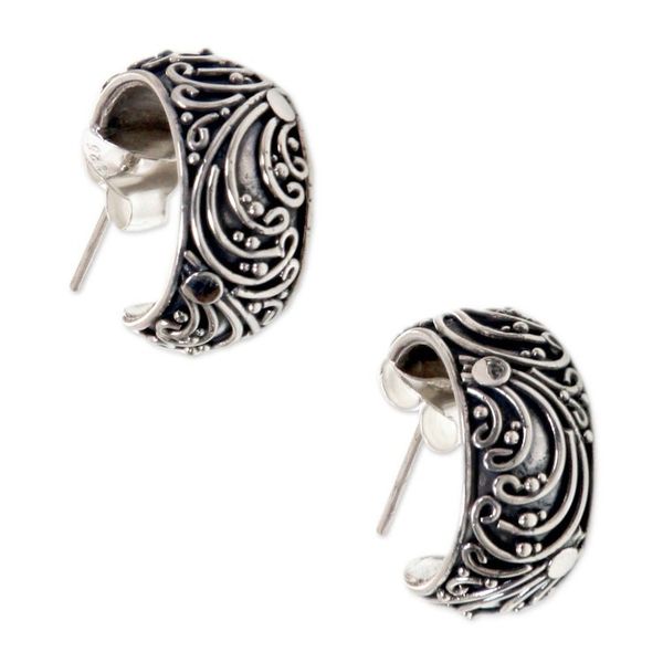 Alternate image for Sterling Silver Half Hoop Earrings from Indonesia Prairie