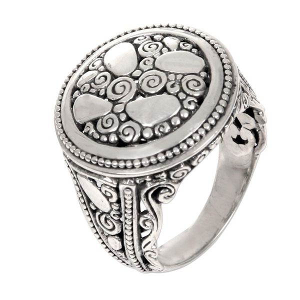 Alternate image for Contemporary Design Sterling Silver Cocktail Ring from Bali River Stones