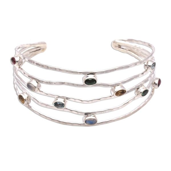 Alternate image for Multi-Gemstone Cuff Bracelet Crafted in Bali Flow of Stars