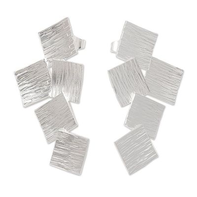 Alternate image for Modern Square Drop Earrings in Sterling Silver Tumbling Squares