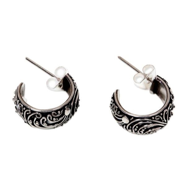 Alternate image for Sterling Silver Half Hoop Earrings from Indonesia Prairie