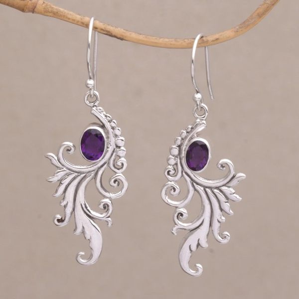 Alternate image for Amethyst and Sterling Silver Dangle Earrings from Bali By the Wind