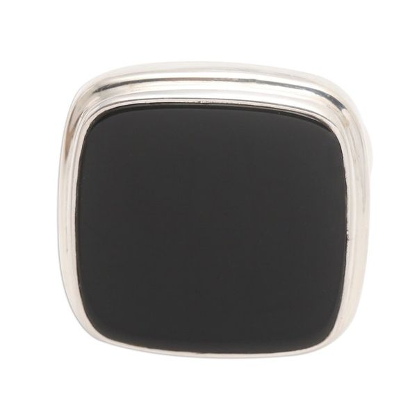 Alternate image for Square Black Onyx Cabochon Sterling Silver Cocktail Ring Black Tablet