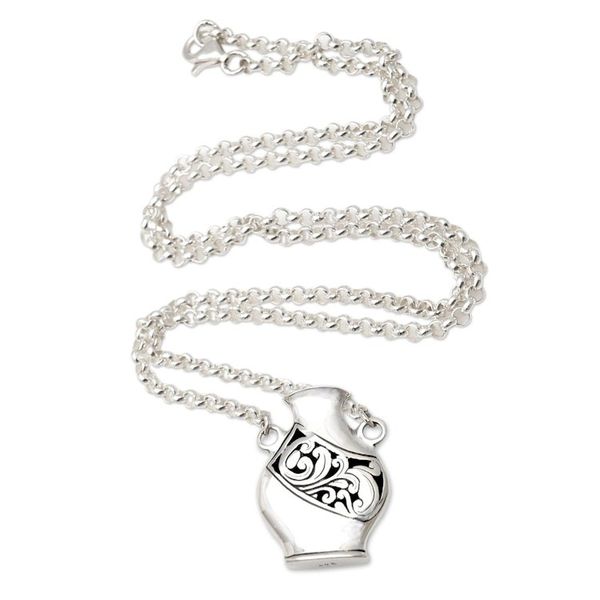 Alternate image for Unisex Sterling Silver Water Jug Pendant Necklace Amphora