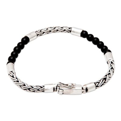 Alternate image for Traditional Polished Onyx Beaded Bracelet from Bali Shadow Orbit