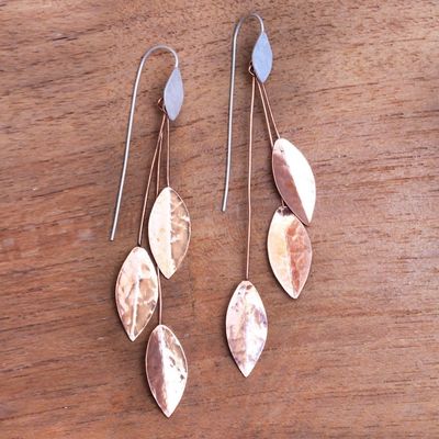 Alternate image for Hammered Sterling Silver and Copper Dangle Earrings Summer Glisten