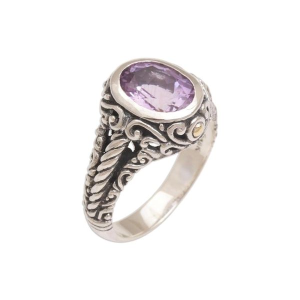 Alternate image for Amethyst Gold Accent and Sterling Silver Single Stone Ring Princess of Vines