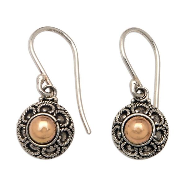 Alternate image for Floral 18k Gold-Accented Sterling Silver Dangle Earrings Luxurious Bouquet