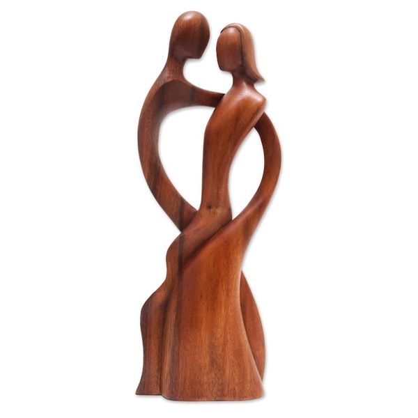 Alternate image for Hand-Carved Suar Wood Sculpture of a Dancing Couple Shadow Dance