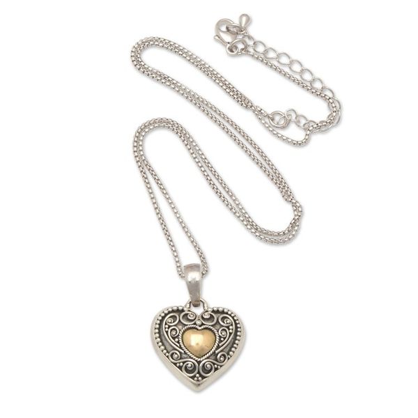 Alternate image for 18k Gold-Accented Heart-Shaped Pendant Necklace from Bali First Passion