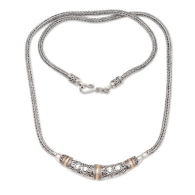 Alternate image for Bali Sterling Silver Chain Necklace with 18k Gold Accents Eternal Flame