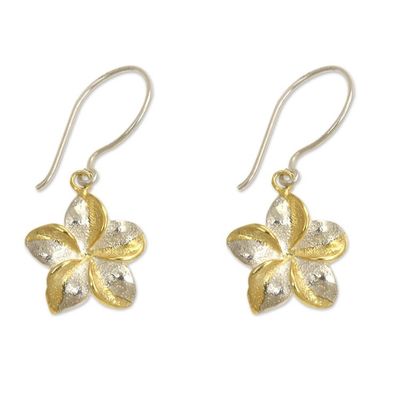 Alternate image for Sterling Silver Earrings with Gold Accent Golden Frangipani