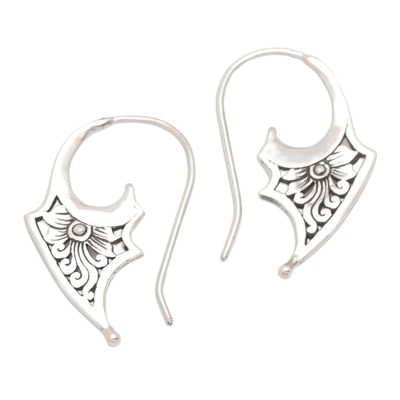 Alternate image for Polished Sterling Silver Drop Earrings with Floral Details Blooming Enchantment