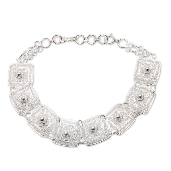 Alternate image for Sterling Silver Filigree Square Link Bracelet from Java Beautiful Squares