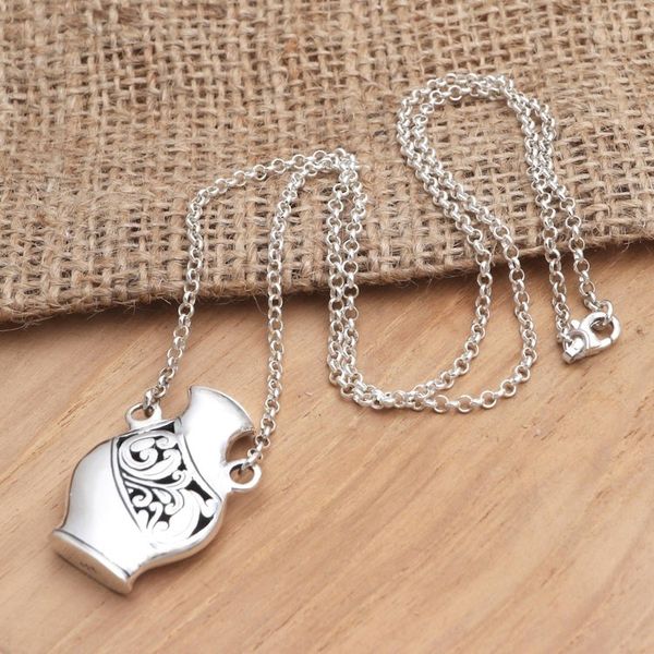 Alternate image for Unisex Sterling Silver Water Jug Pendant Necklace Amphora