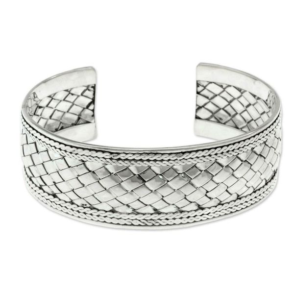 Alternate image for Hand Woven Sterling Silver Cuff Bracelet Pandan Weaving