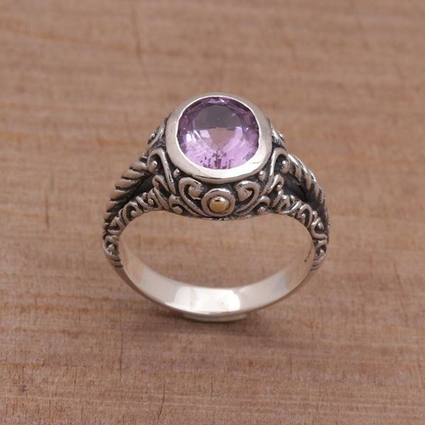 Alternate image for Amethyst Gold Accent and Sterling Silver Single Stone Ring Princess of Vines