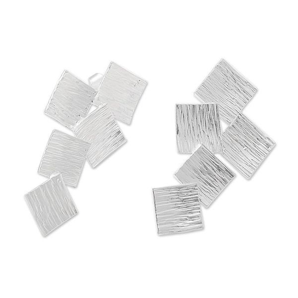 Alternate image for Modern Square Drop Earrings in Sterling Silver Tumbling Squares