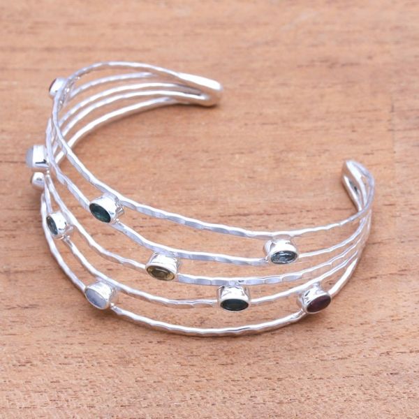 Alternate image for Multi-Gemstone Cuff Bracelet Crafted in Bali Flow of Stars