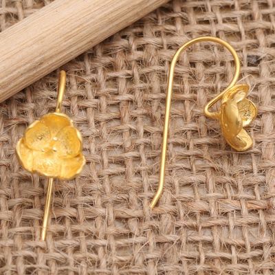 Alternate image for Artisan Crafted Gold-Plated Drop Earrings Pansy Flower