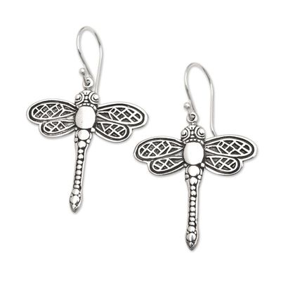 Alternate image for Dragonfly-Themed Sterling Silver Dangle Earrings from Bali Euphoric Flight