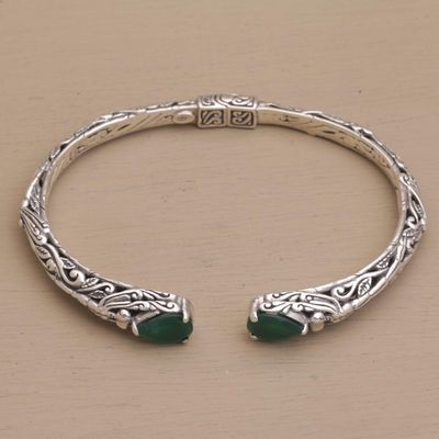 Alternate image for Balinese Green Quartz Sterling Silver Hinged Cuff Bracelet Looking for You