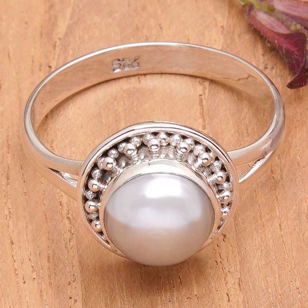 Alternate image for Sterling Silver Cocktail Ring with Grey Cultured Pearl Pearly Ocean