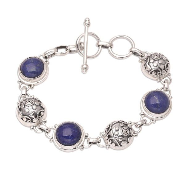 Alternate image for Lapis Lazuli Sterling Silver Link Bracelet Tortoise Shells