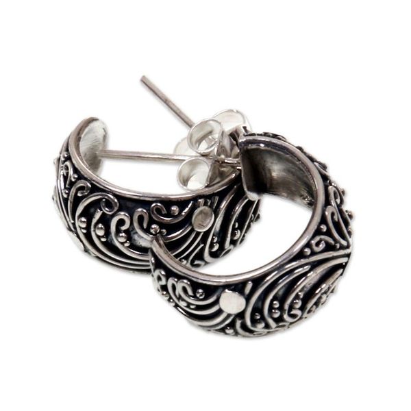 Alternate image for Sterling Silver Half Hoop Earrings from Indonesia Prairie