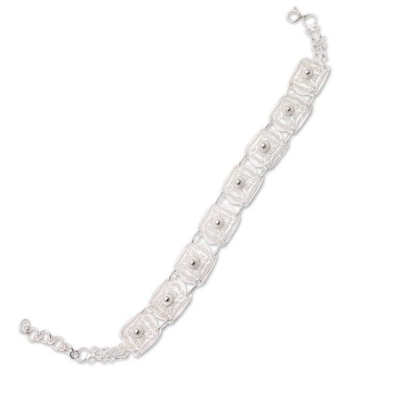 Alternate image for Sterling Silver Filigree Square Link Bracelet from Java Beautiful Squares