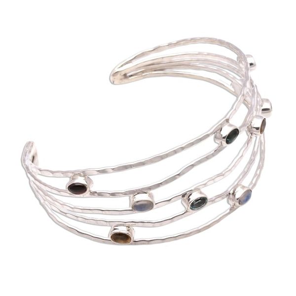 Alternate image for Multi-Gemstone Cuff Bracelet Crafted in Bali Flow of Stars