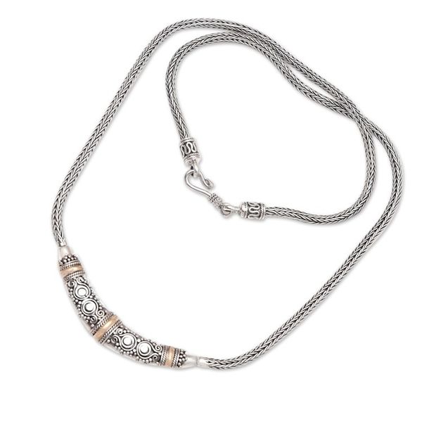 Alternate image for Bali Sterling Silver Chain Necklace with 18k Gold Accents Eternal Flame