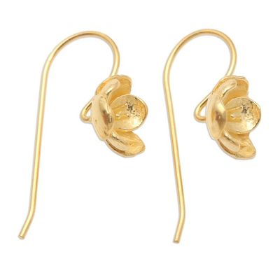 Alternate image for Artisan Crafted Gold-Plated Drop Earrings Pansy Flower