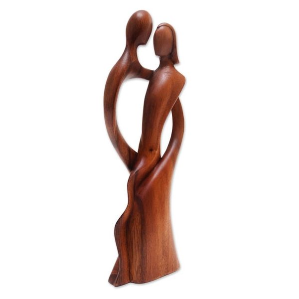 Alternate image for Hand-Carved Suar Wood Sculpture of a Dancing Couple Shadow Dance