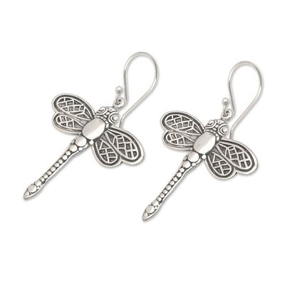 Alternate image for Dragonfly-Themed Sterling Silver Dangle Earrings from Bali Euphoric Flight