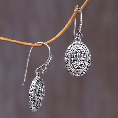 Alternate image for Indonesian Sterling Silver Dangle Earrings Pura Lotus