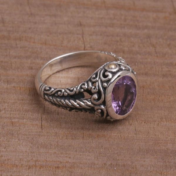 Alternate image for Amethyst Gold Accent and Sterling Silver Single Stone Ring Princess of Vines
