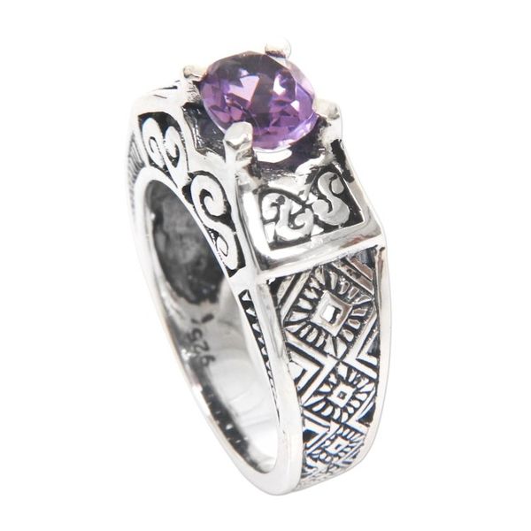 Alternate image for Amethyst Cocktail Ring in Sterling Silver with Openwork Noble Princess