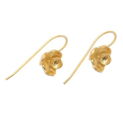 Alternate image for Artisan Crafted Gold-Plated Drop Earrings Pansy Flower