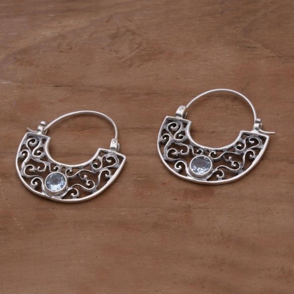 Alternate image for Handcrafted Sterling Silver and Blue Topaz Earrings Blue Jasmine
