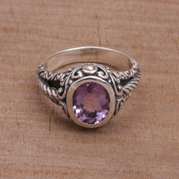 Alternate image for Amethyst Gold Accent and Sterling Silver Single Stone Ring Princess of Vines