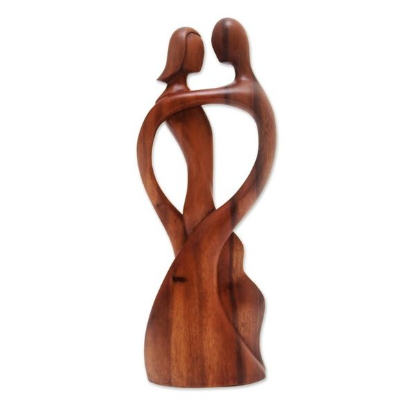 Alternate image for Hand-Carved Suar Wood Sculpture of a Dancing Couple Shadow Dance