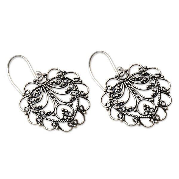 Alternate image for Hand Made Sterling Silver Heart Earrings Valentine Vine