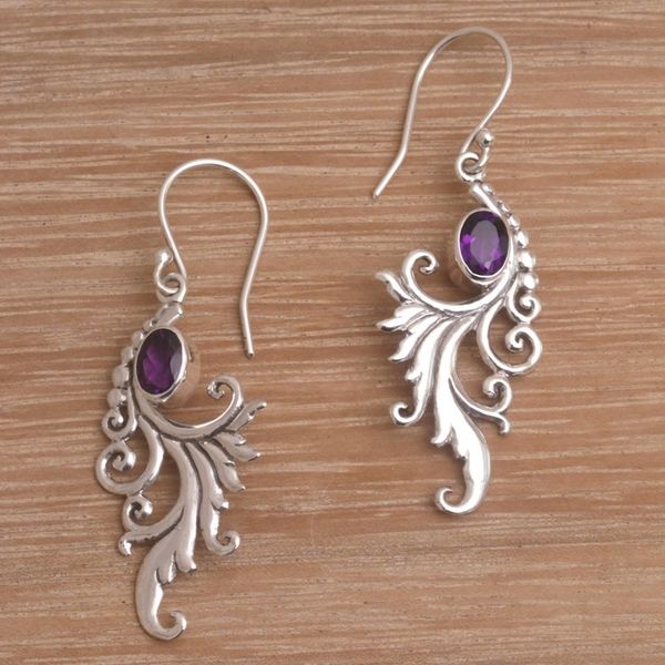 Alternate image for Amethyst and Sterling Silver Dangle Earrings from Bali By the Wind