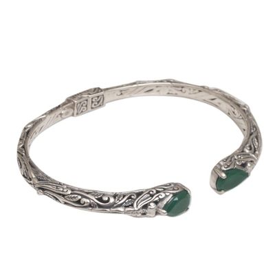 Alternate image for Balinese Green Quartz Sterling Silver Hinged Cuff Bracelet Looking for You