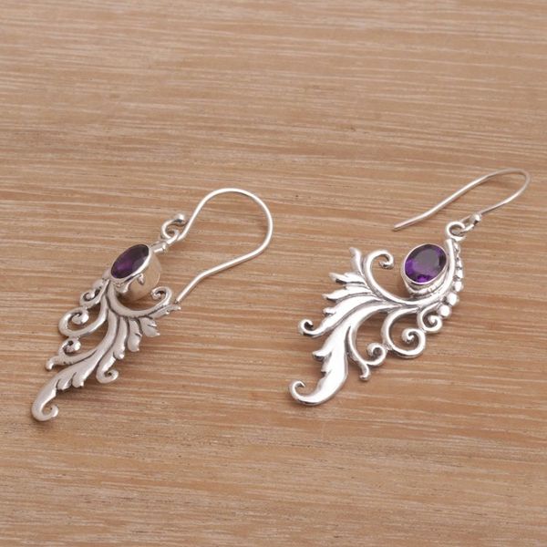 Alternate image for Amethyst and Sterling Silver Dangle Earrings from Bali By the Wind