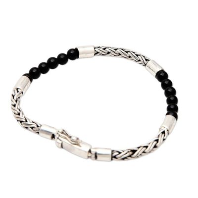 Alternate image for Traditional Polished Onyx Beaded Bracelet from Bali Shadow Orbit