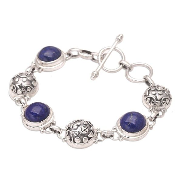 Alternate image for Lapis Lazuli Sterling Silver Link Bracelet Tortoise Shells