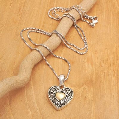 Alternate image for 18k Gold-Accented Heart-Shaped Pendant Necklace from Bali First Passion